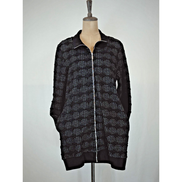 NWT Sassy #12302 Black/Grey Zip Jacquard Jacket #0220 BOUTIQUE Small190 - Picture 3 of 9